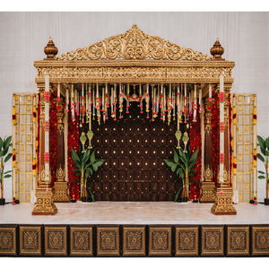 Auténtico Mandap de Boda del Sur de la India con Pilares Tallados, Mandap Manavarai para Eventos de Boda Tamil, Grand Kalyana Mandapam USA - Product Image 1