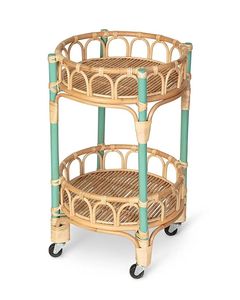 Natural Beverage Serving Trolley With Elegant Wooden Frame And Easy <b>Moving</b> Rolling Wheels Design - Product Image 2