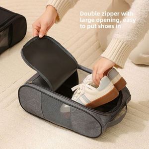 Sac à chaussures de voyage portable avec logo personnalisé, sac de rangement pour chaussures en maille respirante, fermeture éclair imperméable, organisateur de chaussures anti-poussière, respectueux de l'environnement - Product Image 4