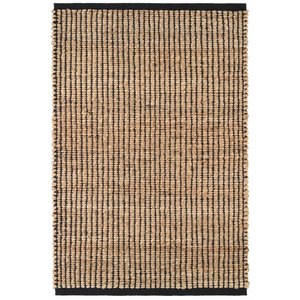 Tapis rectangulaire en jute noir tressé, luxueux et moderne, décoratif, fait main, design géométrique, imperméable, écologique, revêtement de sol - Product Image 6