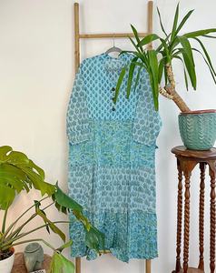 Vestido Maxi de Algodón Puro con Estampado Indio, Transpirable, Elegante, para el Día a Día de Verano, con Bordado de Botones, Estilo Casual - Product Image 6