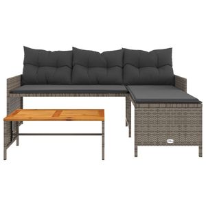 Sofá Grande de Jardín de Poliratán Gris con Fundas Extraíbles, Conjunto de Muebles de Jardín - Product Image 5