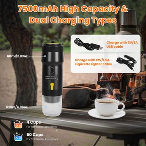 Machine à expresso électrique portable sans fil auto-chauffante pour voiture, avec fonction anti-brûlure à sec, 1 machine à café pour café moulu - Product Image 4