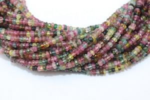 ลูกปัดโรนเดลล์ทรงเหลี่ยมหลายเหลี่ยมดิสโกทัวร์มาลีน 4 มม. ลูกปัดดิสโกทัวร์มาลีน ลูกปัดมินิมอล ลูกปัดสำหรับทำเครื่องประดับ ลูกปัดขายส่ง - Product Image 2