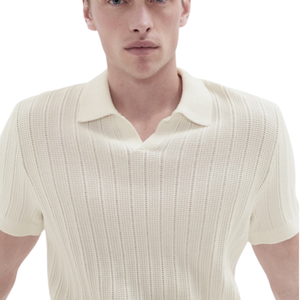 Polo en maille à coutures verticales pour homme, manches courtes, 100 % coton, coupe ajustée, respirant, haut décontracté d'été, vente en gros OEM, mode - Product Image 3