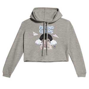 Sweat à capuche court pour femme XS, tricoté oversize, imprimé lettres tendance, coupe ample - Product Image 2