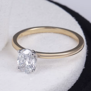 Anillo de compromiso con diamante de corte ovalado, oro rosa, estilo clásico, joyería para mujer - Product Image 3