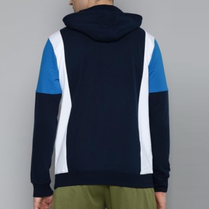 Men's Hooded Raglan Sleeve Zip-Up Sweatshirt Blue White <b>Navy</b> Print Casual Winter Regular Fit <b>Knitted</b> 100% Cotton Breathable - Product Image 3