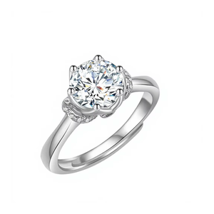 1 Ct Moissanite Ring 925 Sterling <b>Silver</b> Round Brilliant Cut Prong Set Engagement <b>Wedding</b> <b>Band</b> Jewelry for Women Bridal Jewelry - Product Image 3
