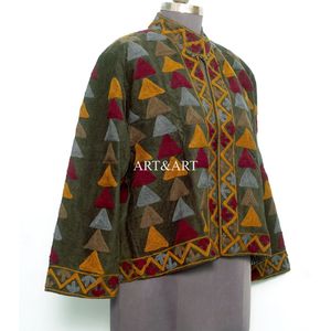 Veste en coton pur brodée à la main pour femme, automne-hiver, avec fermeture boutonnée, manches longues, taille unique - Product Image 4