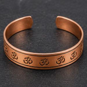 ทำด้วยมือสัญลักษณ์ OM กำไลข้อมือทองแดงแท้สลักลายนูนการออกแบบที่สวยงามเครื่องประดับของขวัญ - Product Image 2