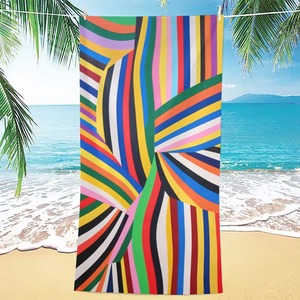 <b>Striped</b> Microfiber <b>Beach</b> <b>Towel</b> Rectangular Quick-Dry Printed <b>Towel</b> for <b>Beach</b> Use - Product Image 5