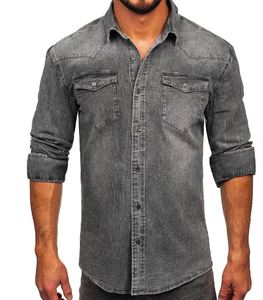 Chemises en jean pour hommes, coupe classique, en coton, écologiques, infroissables, décontractées, à manches longues, élégantes, pour la mode, vente en gros, fournisseur en vrac - Product Image 2