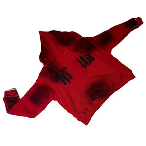 2026 Sweat à capuche zippé pour homme, personnalisé, délavé à l'acide, effet vieilli, patchwork, strass, coupe oversize et carrée, brodé - Product Image 3