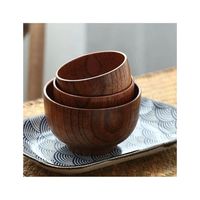 Bol à salade artisanal en bois d'acacia, grand bol rond finition noyer foncé, pour fruits, céréales et pâtes, bol durable