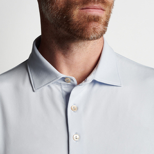เสื้อโปโลแขนสั้นสีเทาอ่อนสำหรับผู้ชาย ทรงลำลอง ผ้าถัก ทรงปกติ - Product Image 4