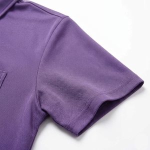 Polo de Manga Corta Morado para Hombre con Bolsillo en el Pecho, Color Sólido, Informal, Tejido Oxford, Corte Regular - Product Image 6
