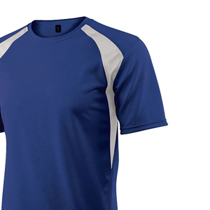 Camiseta de Béisbol de Manga Corta Azul Rey para Hombre, Cuello Redondo, Absorbe la Humedad, Transpirable, Ajuste Atlético, Color Sólido con Bloques de Color en la Parte Delantera - Product Image 4