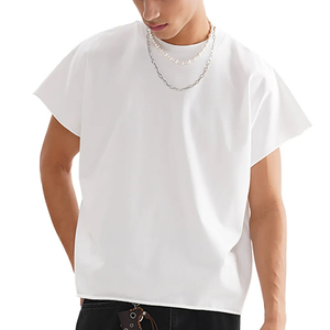เสื้อยืดผู้ชายแขนสั้นสีขาวขนาดใหญ่พิเศษ ผ้าฝ้ายเจอร์ซีย์ 100% คอกลม ทรงลำลอง - Product Image 5