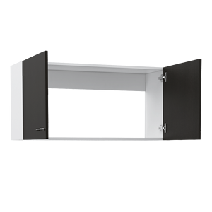 Armadio a Muro a Doppia Anta con Finitura Wengue Nero Toran con Due Ripiani per Stoccaggio in Cucina - Product Image 3