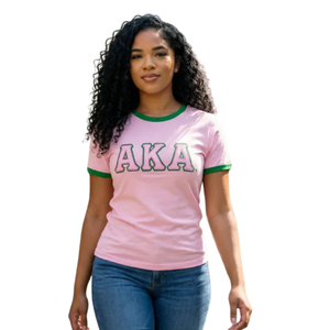T-shirt à col contrastant pour femme, rose et vert, brodé, en coton premium, manches courtes, décontracté, tendance - Product Image 4