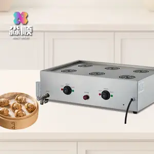 Vaporizador de sobremesa 220v 5kw, vaporizador elétrico de seis furos para panelas chinesas, vaporizador de bancada Dim Sum