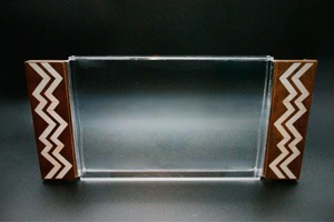 Plateau de service carré de luxe pour l'Aïd Ramadan, à un seul niveau, avec incrustation de nacre, base en acrylique, fait main, classique - Product Image 5