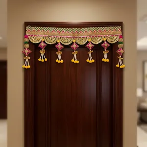 Elegant Indian Bandhanwar Door Hanging with Intricate Embroidery Colorful Tassels and Traditional Wedding Ornaments - Product Image 3