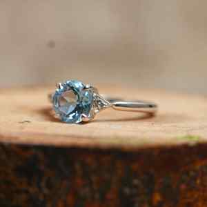 Dainty Natural Blue Topaz <b>Ring</b> 14K Gold <b>925</b> Sterling <b>Silver</b> Luxury Gemstone Jewelry Gift for Women Wedding Anniversary Party - Product Image 3