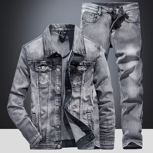 Nouvel ensemble deux pièces en jean délavé coupe droite léger ignifuge pour tenue de travail décontractée avec impression personnalisée sous marque privée 2026 - Product Image 2