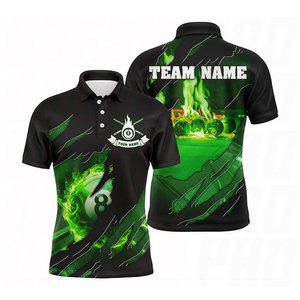 Camiseta de Polo de Billar con Logotipo Personalizado al por Mayor, 100% Poliéster, Secado Rápido, Transpirable, Sublimada, para Hombre, Calidad Premium - Product Image 3