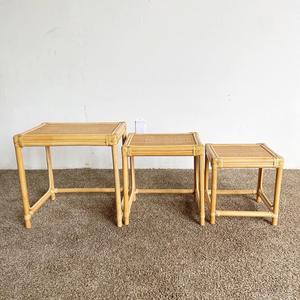 Mesas auxiliares de ratán a precio competitivo, muebles de sala de estar, juego de mesas de centro de mimbre y madera. - Product Image 2