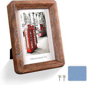 Cadre photo 4x6 en bois rustique avec verre trempé véritable, boîte cadeau, cadre en bois de grange avec coins arrondis pour table - Product Image 4