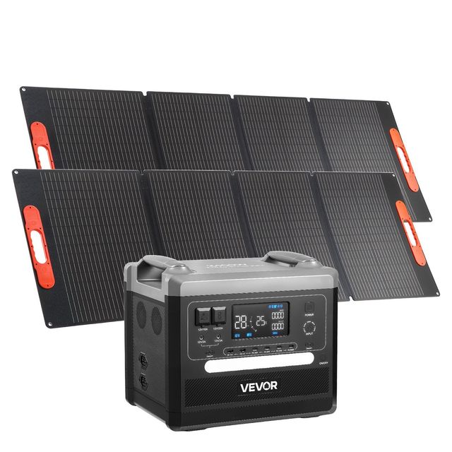Portable 2400W Power Station with 200W Foldable Solar Panels and Expandable 2160Wh LiFePO4 Battery 2PCS Solar Generators