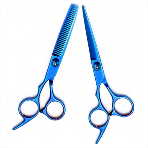 Ciseaux de coiffure professionnels bleus de 6 pouces, ciseaux à effiler professionnels, kit de coiffure avec logo personnalisé, ciseaux de barbier en acier inoxydable - Product Image 1