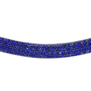 Diadema de cuero genuino negro curvado con cadena decorativa de pequeñas piedras azules brillantes de excelente calidad para carreras de caballos. - Product Image 4