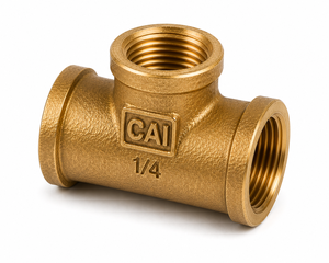 Conexión en T de latón forjado con rosca hembra hexagonal recta de superficie lisa de 1/4 pulg. para suministro de agua OEM - Product Image 1