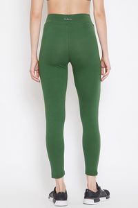 High Waist Printed Green Yoga <b>Leggings</b> <b>Pockets</b> Full Length Seamless Four-Way Stretch Lightweight Spandex/Nylon Women Workout - Product Image 3