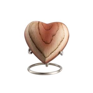 Handmade <b>Heart</b> Cremation Urn With Stand Customizable Designs Natural Wood Finish Metal Urns For Ashes Loved Ones Funeral Gifts - Product Image 1