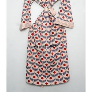 Kimono Tradicional con Estampado Floral 100% Algodón Puro para Mujer, Ropa de Dormir de Verano, Bata Casual para la Playa o la Noche, Cintura Elástica - Product Image 5