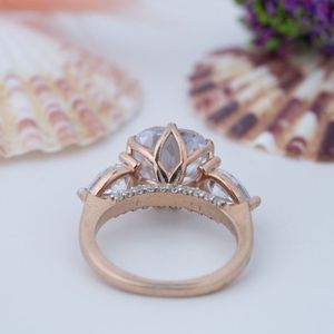 Brilliant Round Cut Champagne Moissanite Three Stone Prong Setting 925 <b>Sterling</b> <b>Silver</b> for Certified Elegant Bridal <b>Ring</b> - Product Image 3