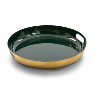 Plateau à chocolat rond décoratif vert et or brillant, fournisseur d'accessoires pour chocolat personnalisables, tailles et couleurs sur mesure disponibles - Product Image 1