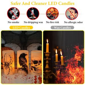3 Pack Halloween Flameless Orange <b>Light</b> Candle Lamp Battery Operated with <b>Timer</b> Setting Warm Decor for Party - Product Image 4