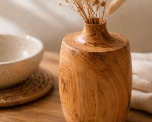 Vase à fleurs en bois fait main, économique, pour cadeaux de pendaison de crémaillère, décoration intérieure et design d'intérieur de bureau - Product Image 3
