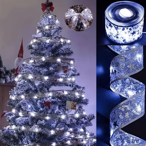 Nastro per Albero di Natale da 32 Piedi con 100 Luci LED e Alimentazione a Batteria - Filo Dorato per Decorazioni Festive - Product Image 5