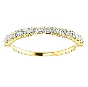 Anillo de Boda de Media Eternidad con Moissanita de Corte Redondo TCW, Plata de Ley 925 Chapada en Oro, Apilable, para Aniversario Nupcial - Product Image 1