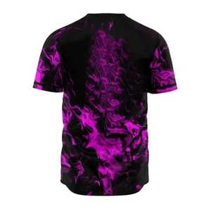 Camiseta de Béisbol para Hombre, Manga Corta, Morado y Negro, Estampado Abstracto, Cierre de Botones, 100% Poliéster, Transpirable, Corte Regular, Adulto - Product Image 2