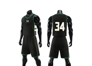 Maillot de basket-ball personnalisé par sublimation, uniforme pour hommes, vert, blanc, noir, taille adulte, 34, polyester respirant, service OEM - Product Image 2