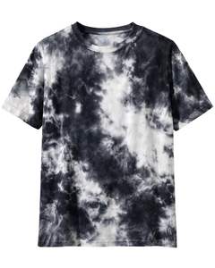 Camiseta personalizada con efecto tie-dye en blanco y negro para hombre, de algodón, estilo casual, streetwear, cuello redondo, manga corta, para verano. - Product Image 1