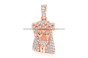 Pendentif Collier Visage de Jésus Glacé en Or Massif 10K avec Diamants Naturels, Design Religieux, Bijou Hip Hop Bling pour Rappeur - Product Image 2